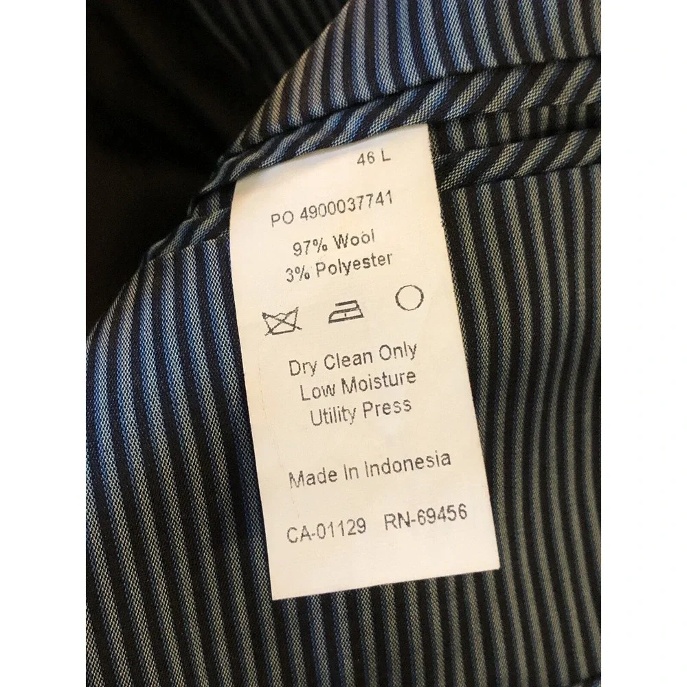 Calvin Klein Blazer Mens 46L Navy Blue Wool Blend Sport Coat Suit Jacket Career